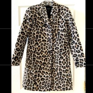 Ann Taylor Brushed Leopard Print Chesterfield Coat • Size Petite XS